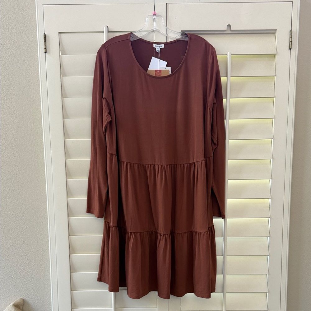 Love, Fire Chocolate Tiered Long Sleeve Dress
